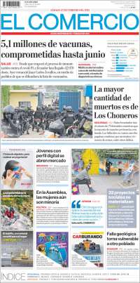 Portada de El Comercio (Ecuador)