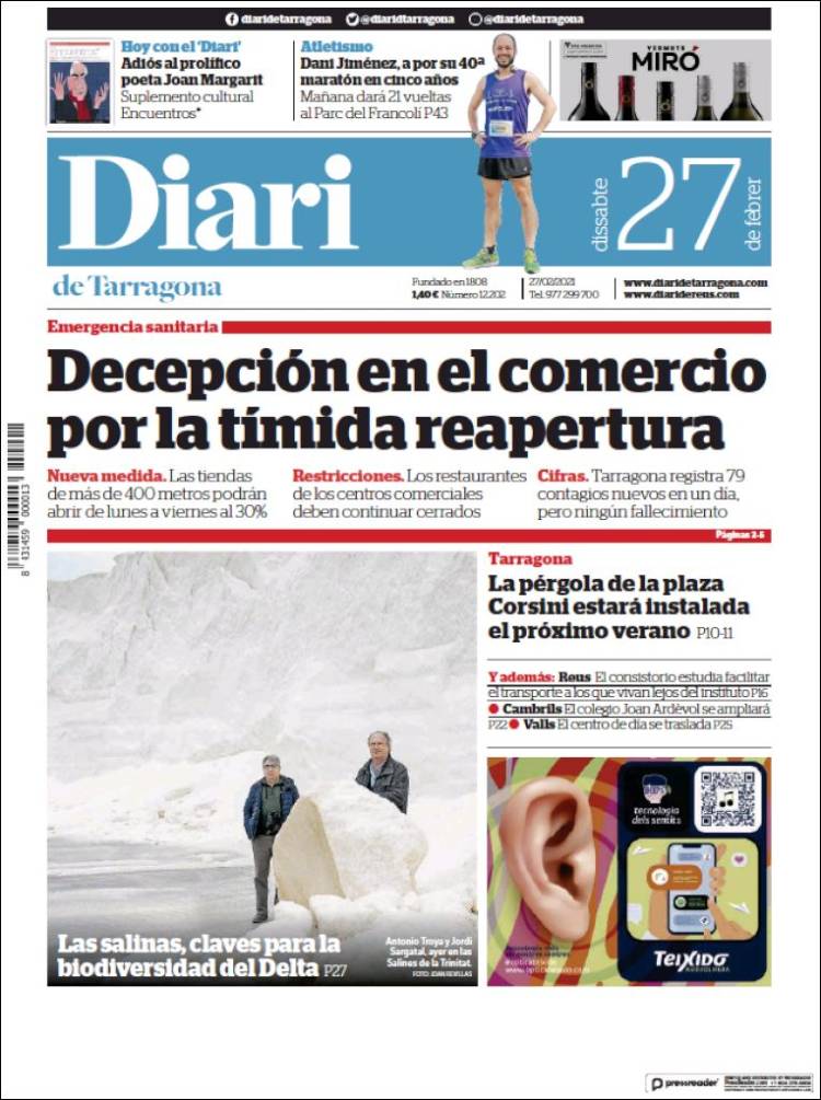 Portada de Diari de Tarragona (España)