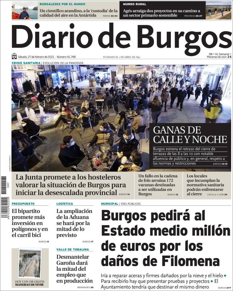 Portada de Diario de Burgos (Spain)