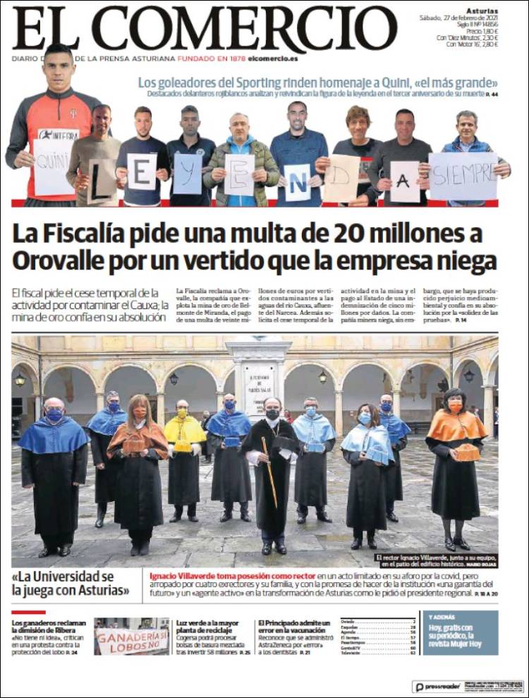 Portada de El Comercio (España)