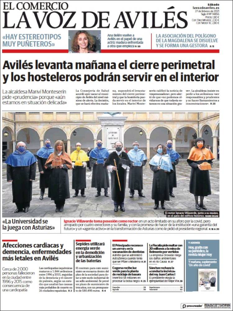 Portada de El Comercio - Avilés (España)