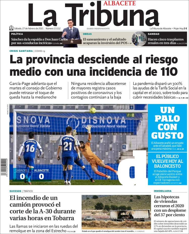 Portada de La Tribuna de Albacete (España)