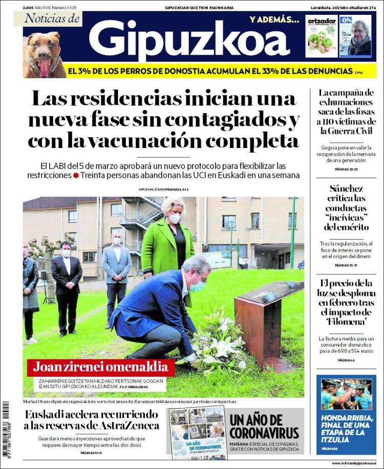 Portada de Noticias de Gipuzkoa (Spain)