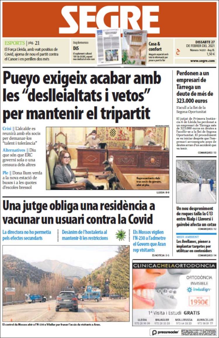 Portada de Segre (España)