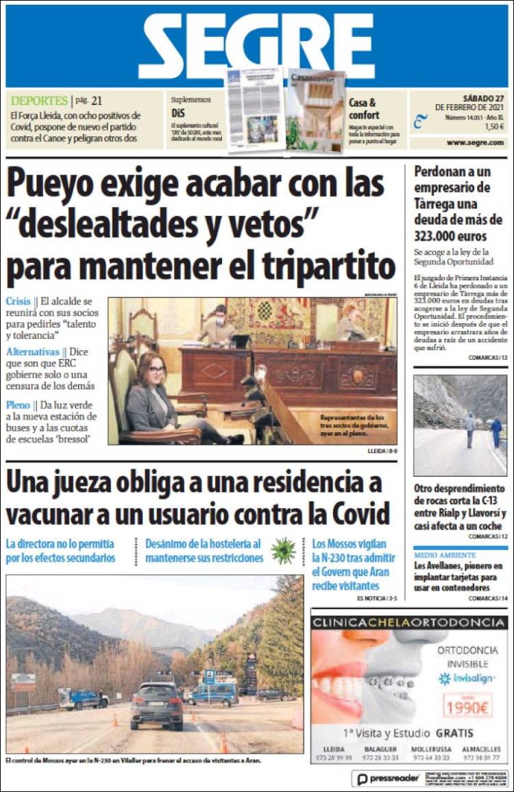 Portada de Segre  (Spain)