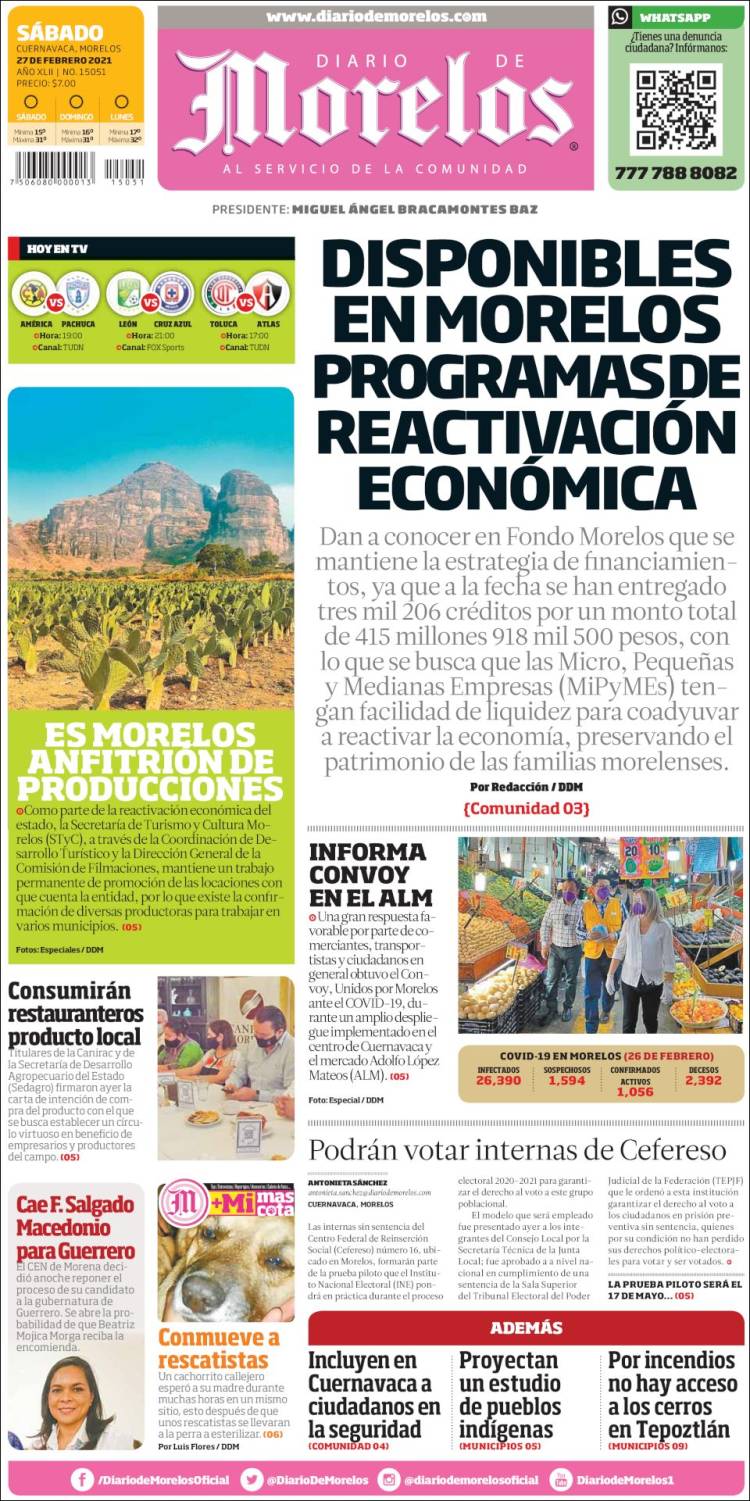 Portada de Diario de Morelos (México)