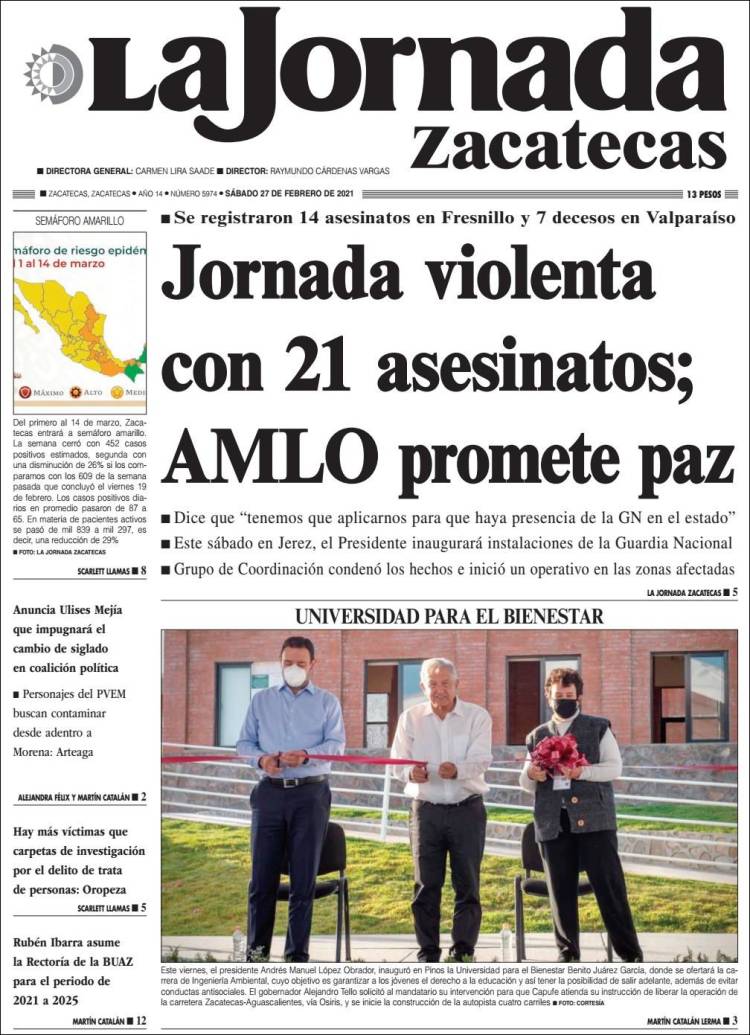Portada de Jornada de Zacatecas (México)