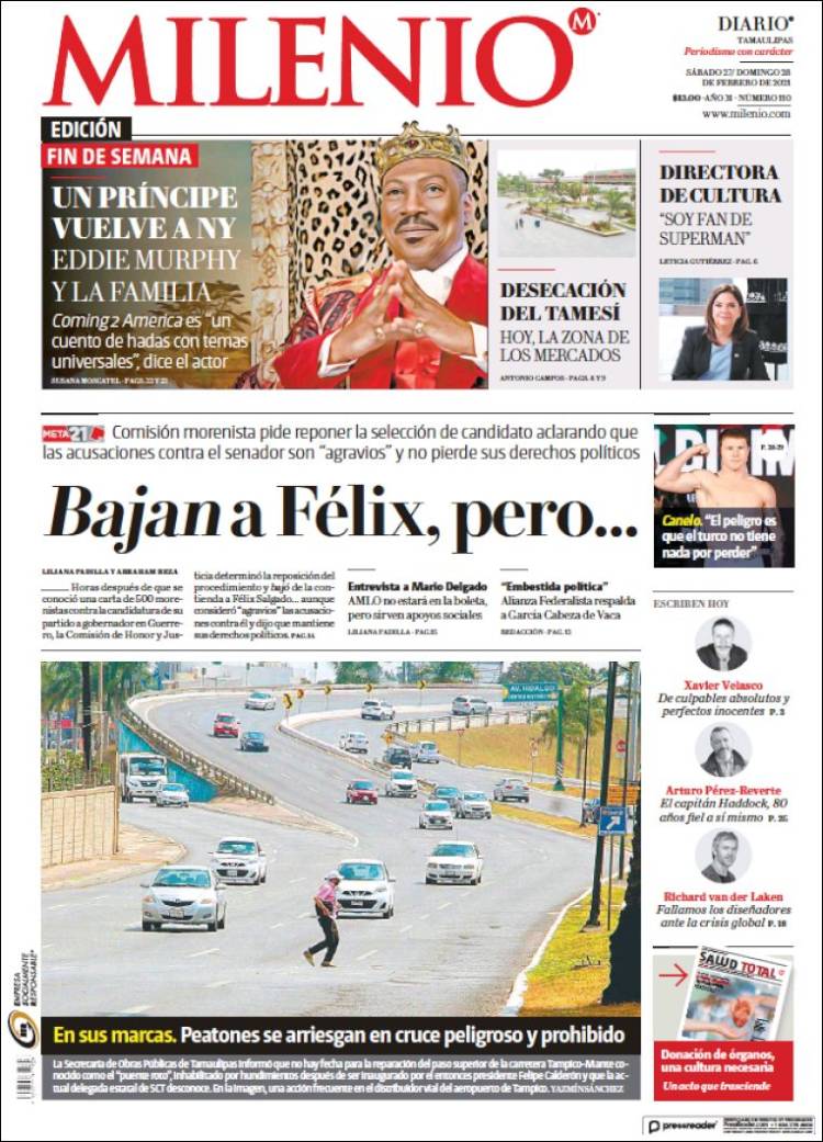 Portada de Milenio - Tamaulipas (México)