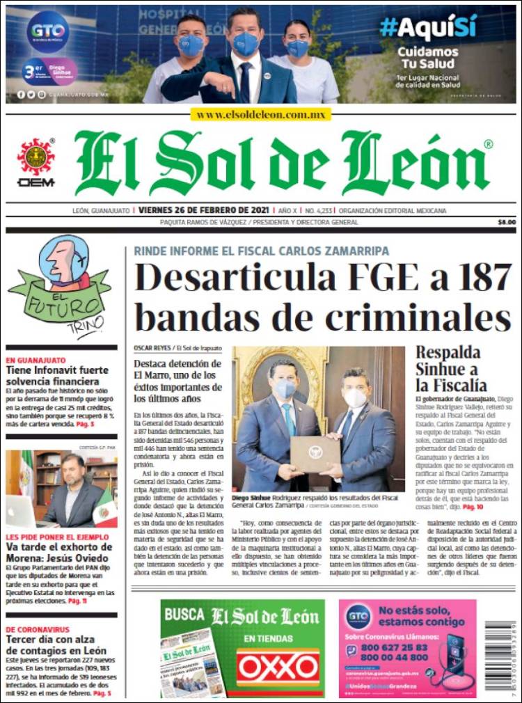 Portada de El Sol de León (México)