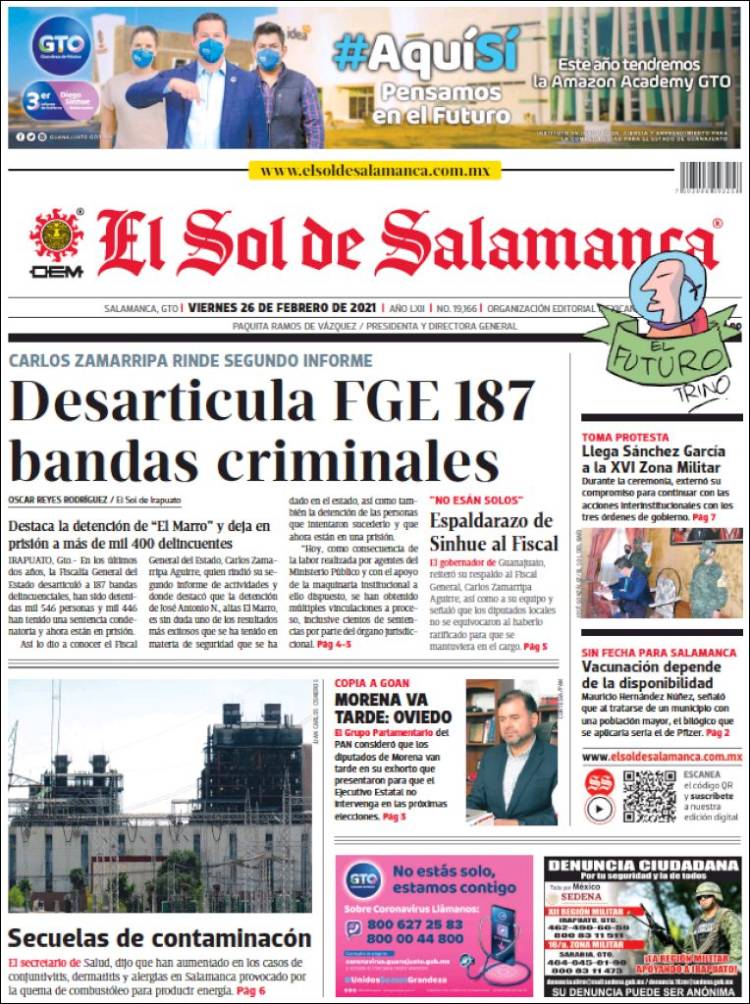 Portada de El Sol de Salamanca (México)