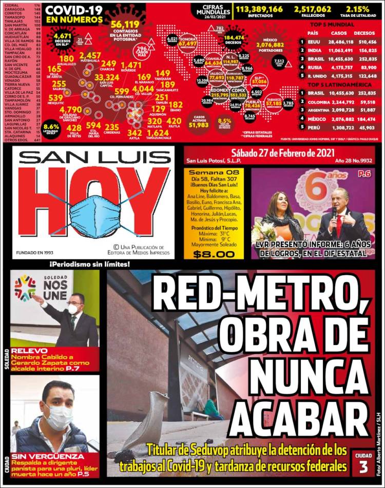 Portada de San Luis Hoy (México)