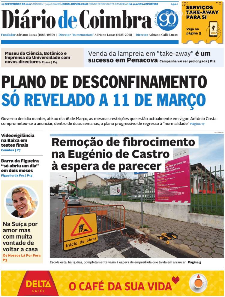 Portada de Diário de Coimbra (Portugal)