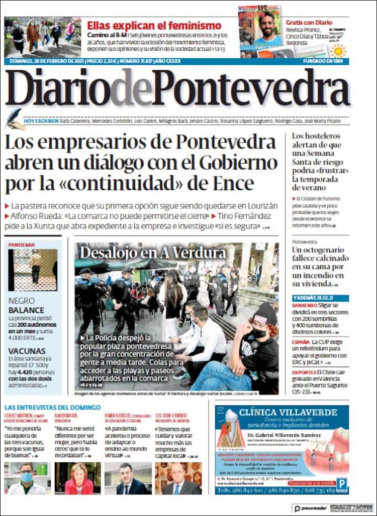 Portada de Diario de Pontevedra (España)