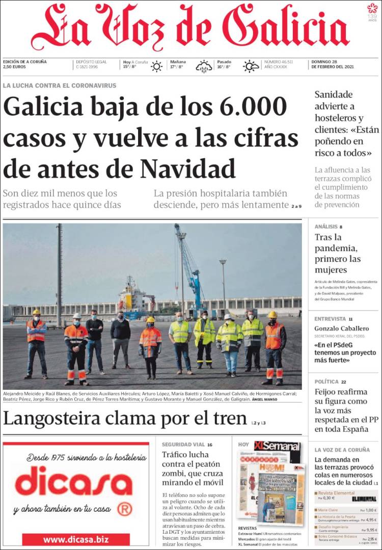 Portada de La Voz de Galicia (España)