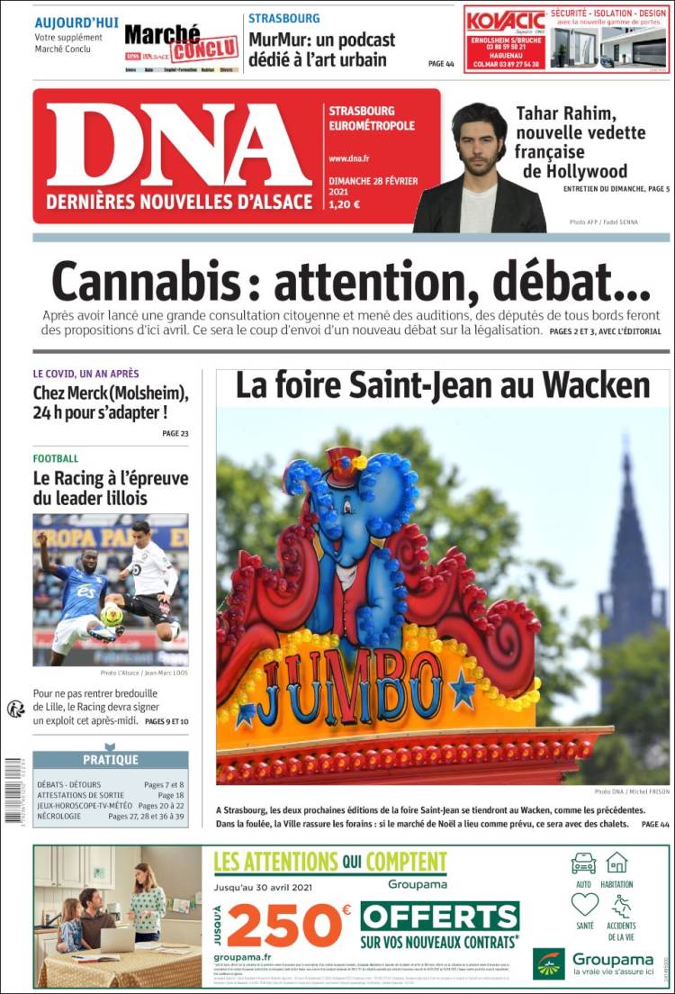 Portada de Les Dernières Nouvelles d'Alsace (Francia)