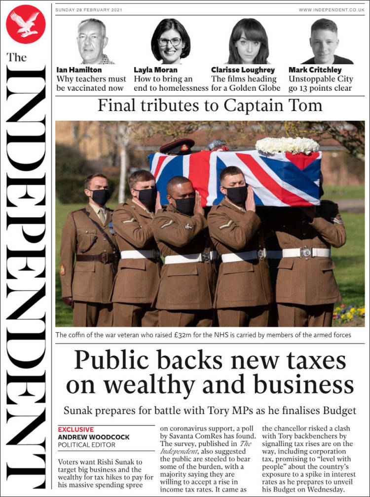 Portada de The Independent (Reino Unido)