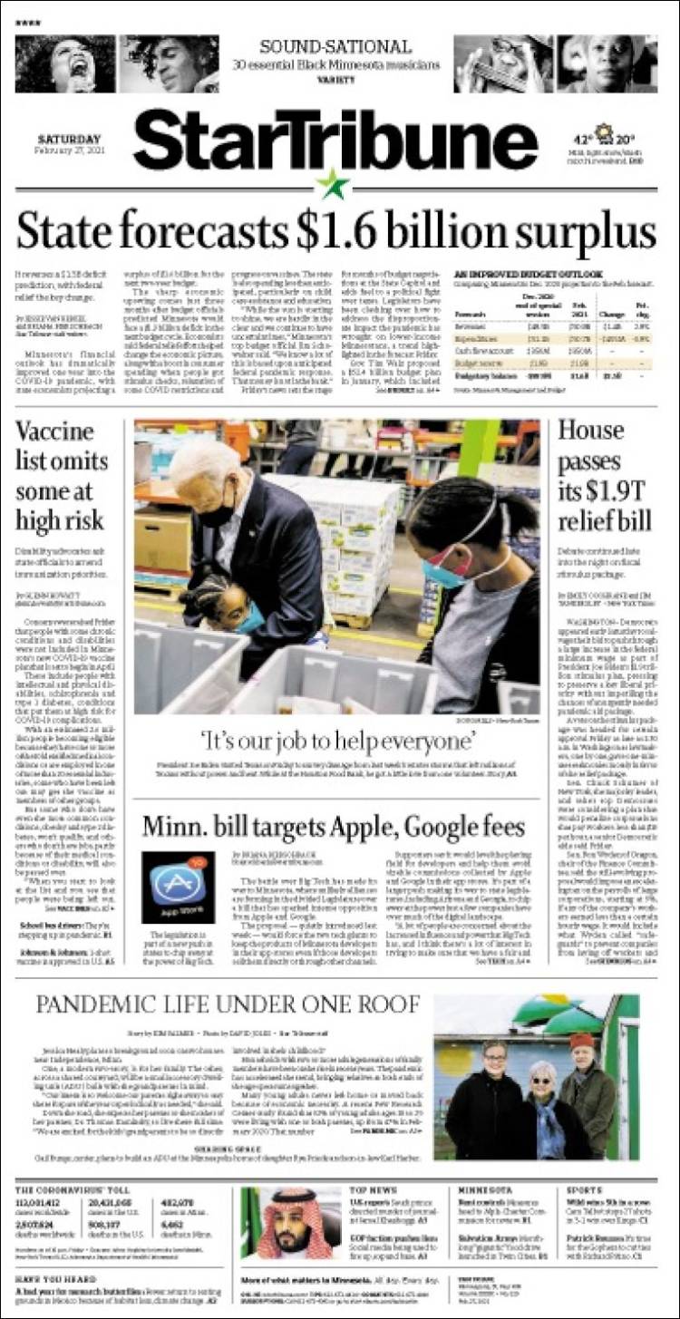 Portada de Star Tribune (USA)