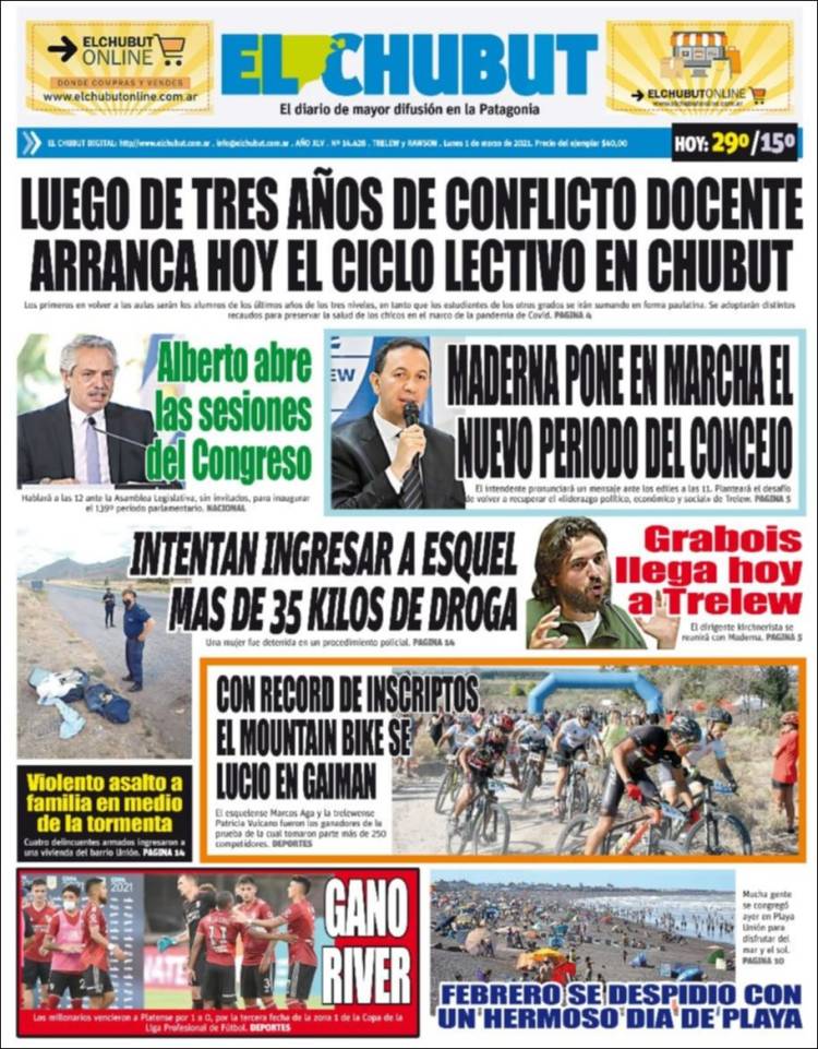 Portada de El Chubut (Argentina)