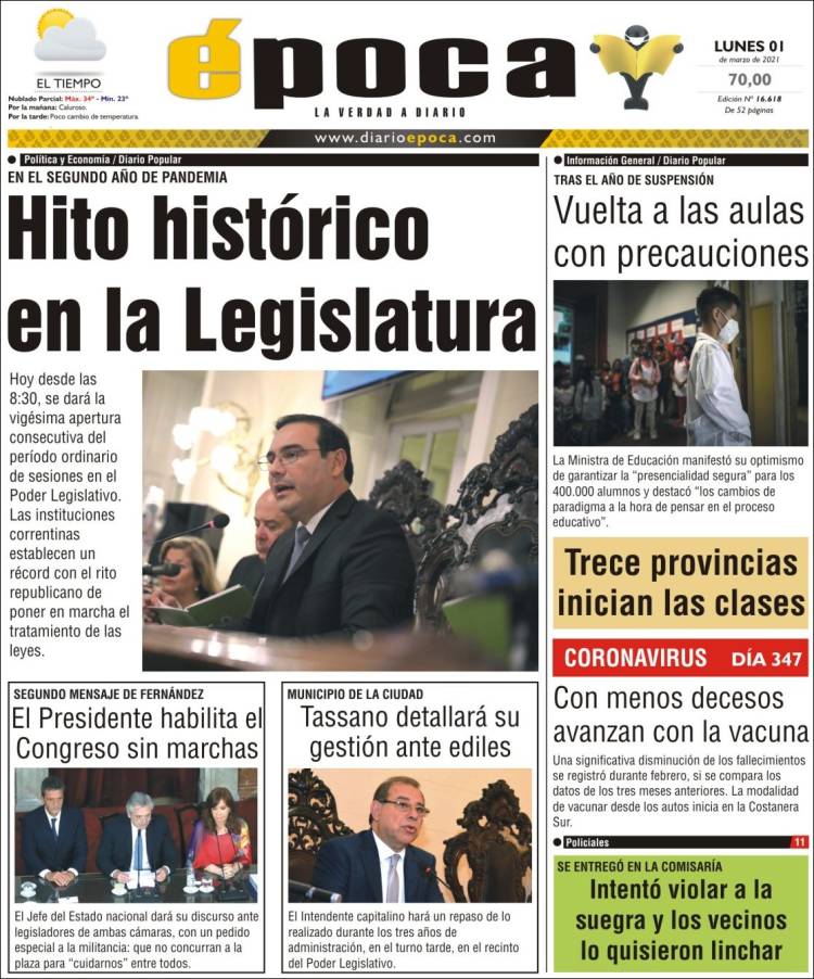 Portada de Diario Época (Argentina)