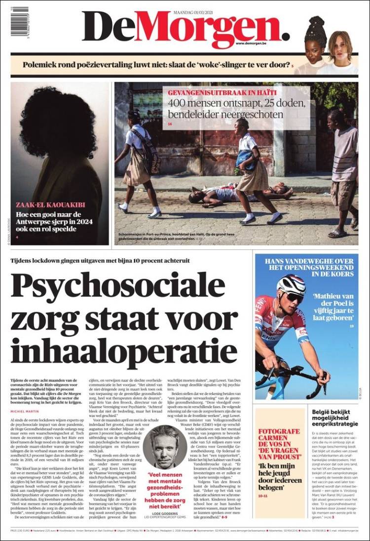 Portada de De Morgen (B&eacute;lgica)