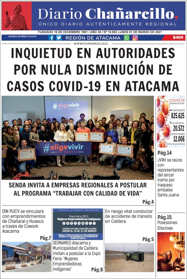 Portada de Diario Chañarcillo (Chile)