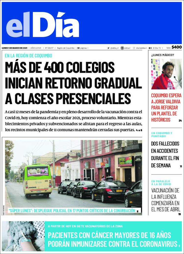 Portada de El Día (Chile)