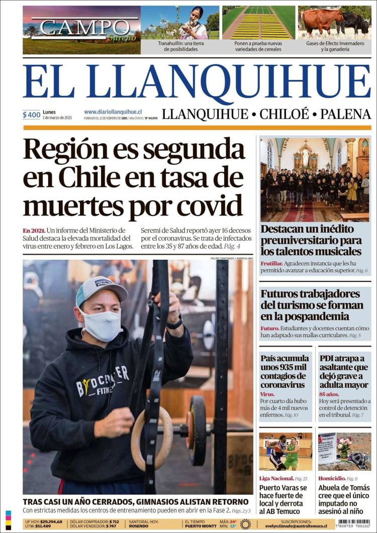 Portada de El Llanquihue (Chile)