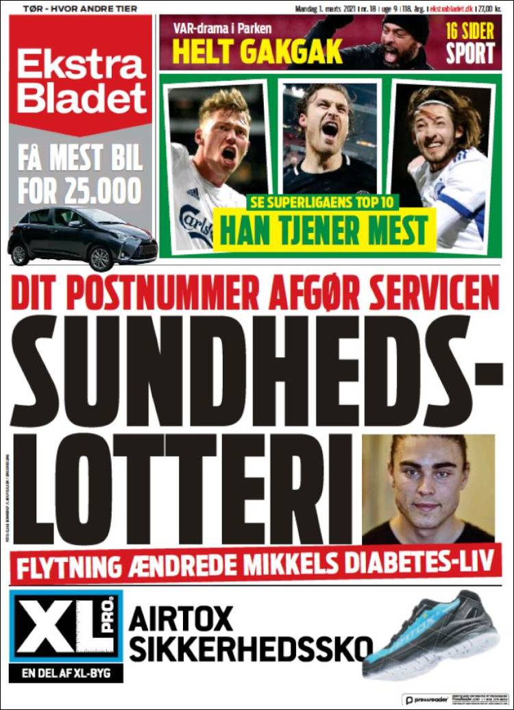 Portada de Ekstra Bladet (Dinamarca)