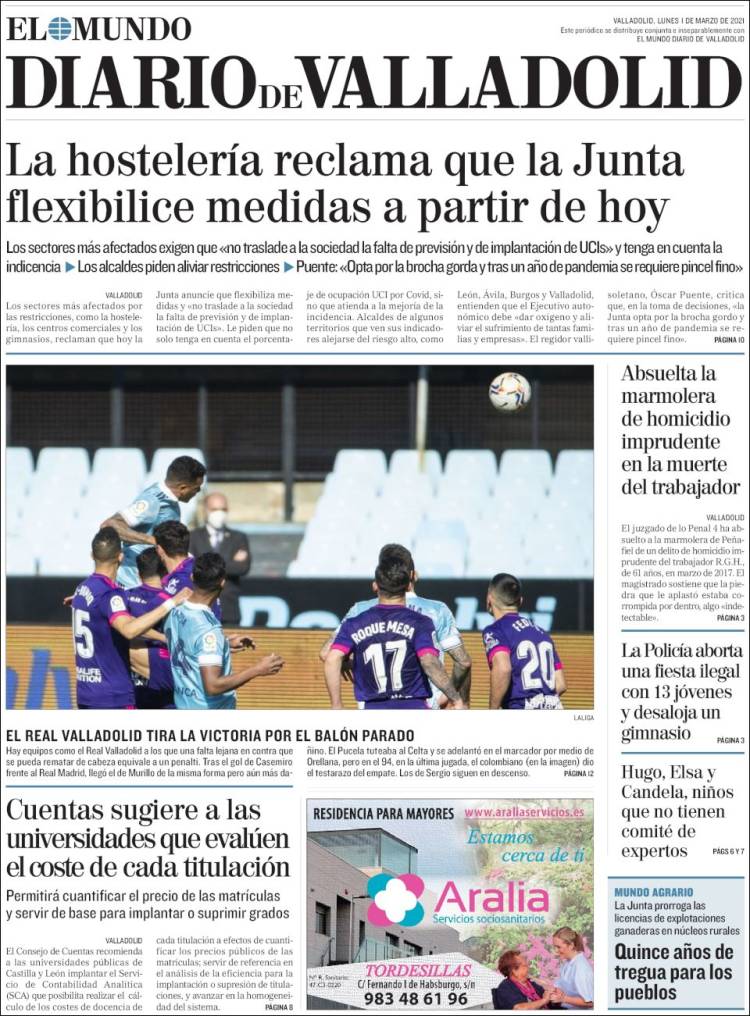 Portada de Diario de Valladolid (Spain)