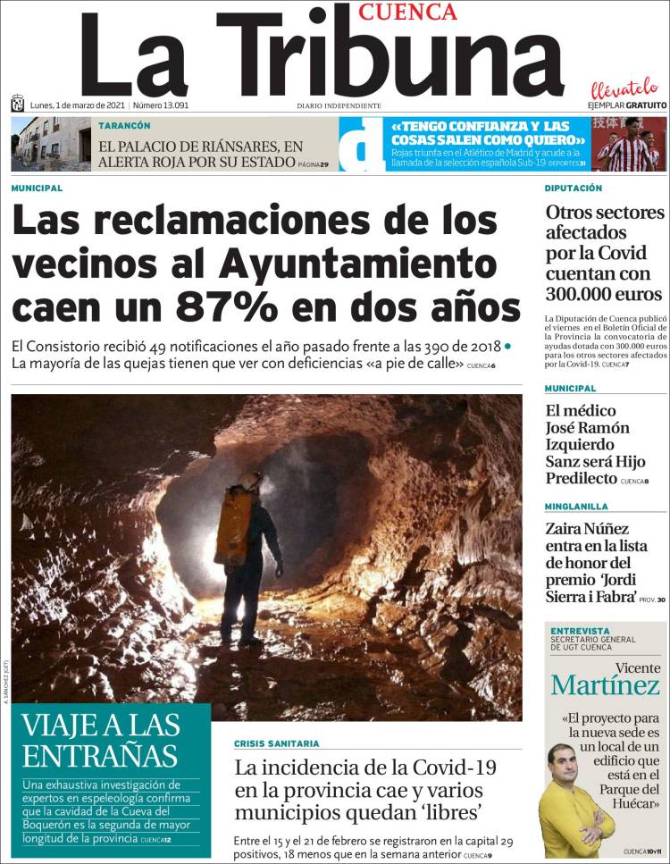 Portada de La Tribuna de Cuenca (España)