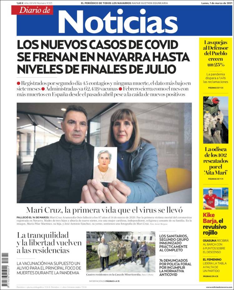 Portada de Noticias de Navarra (España)