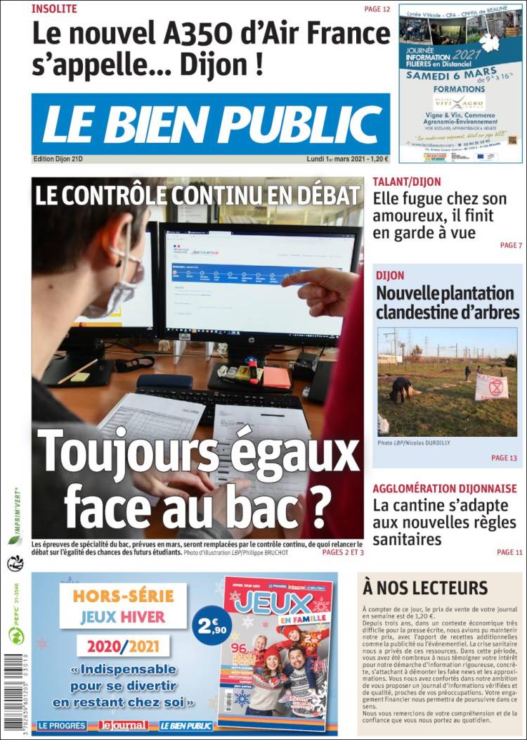 Portada de Le Bien Public (Francia)