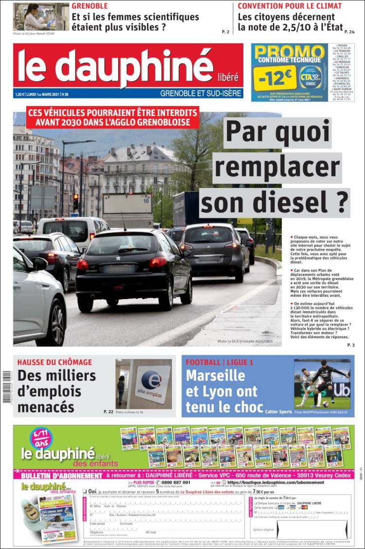 Portada de Le Dauphiné Libéré (Francia)
