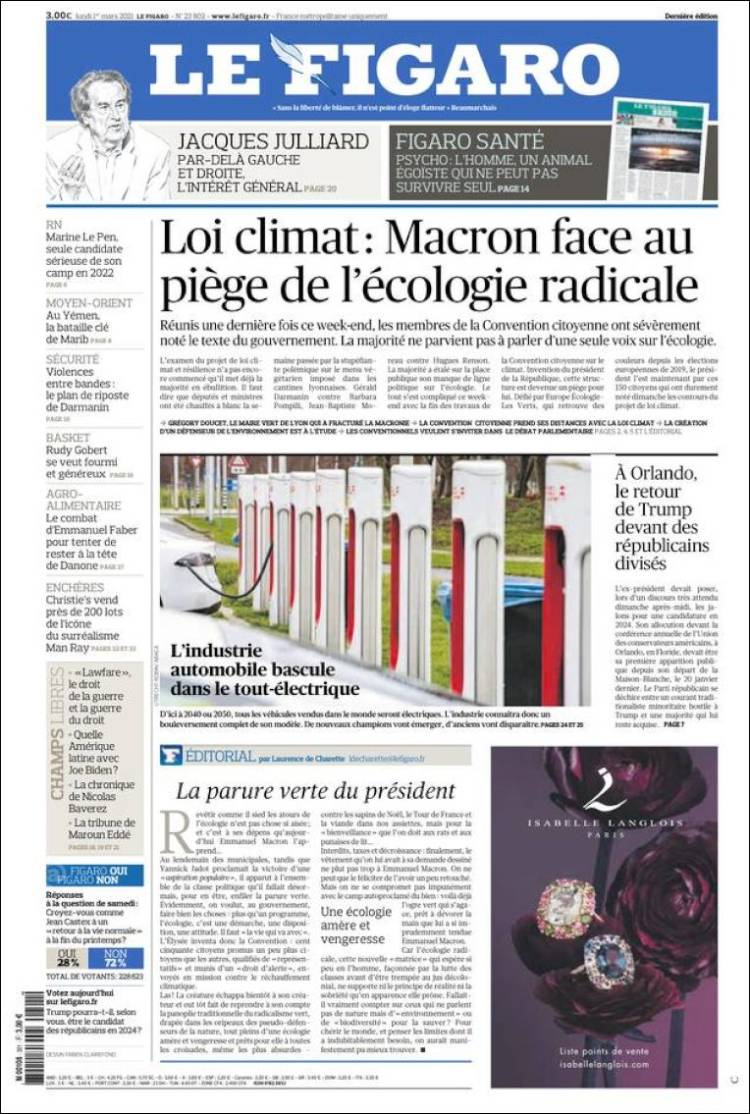 Portada de Le Figaro (Francia)