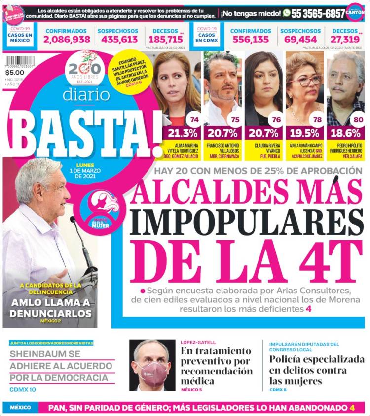 Portada de Diario Basta (México)