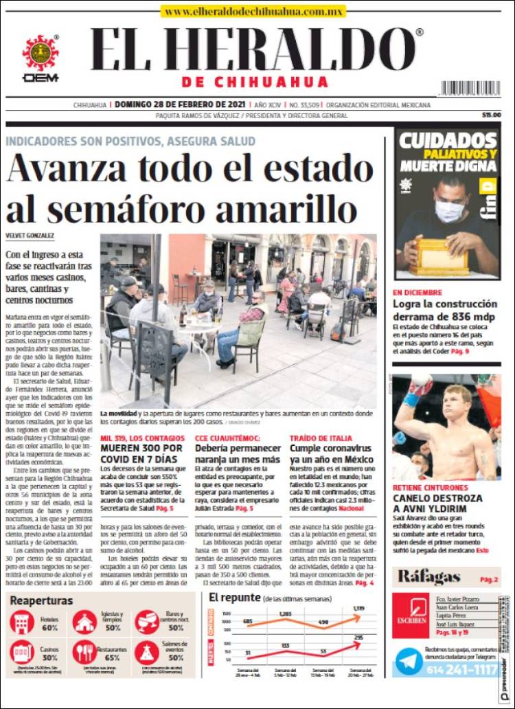 Portada de El Heraldo de Chihuahua (Mexico)