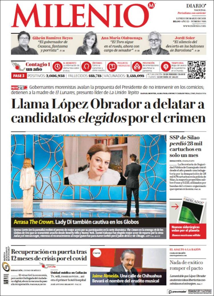 Portada de Milenio (Mexico)