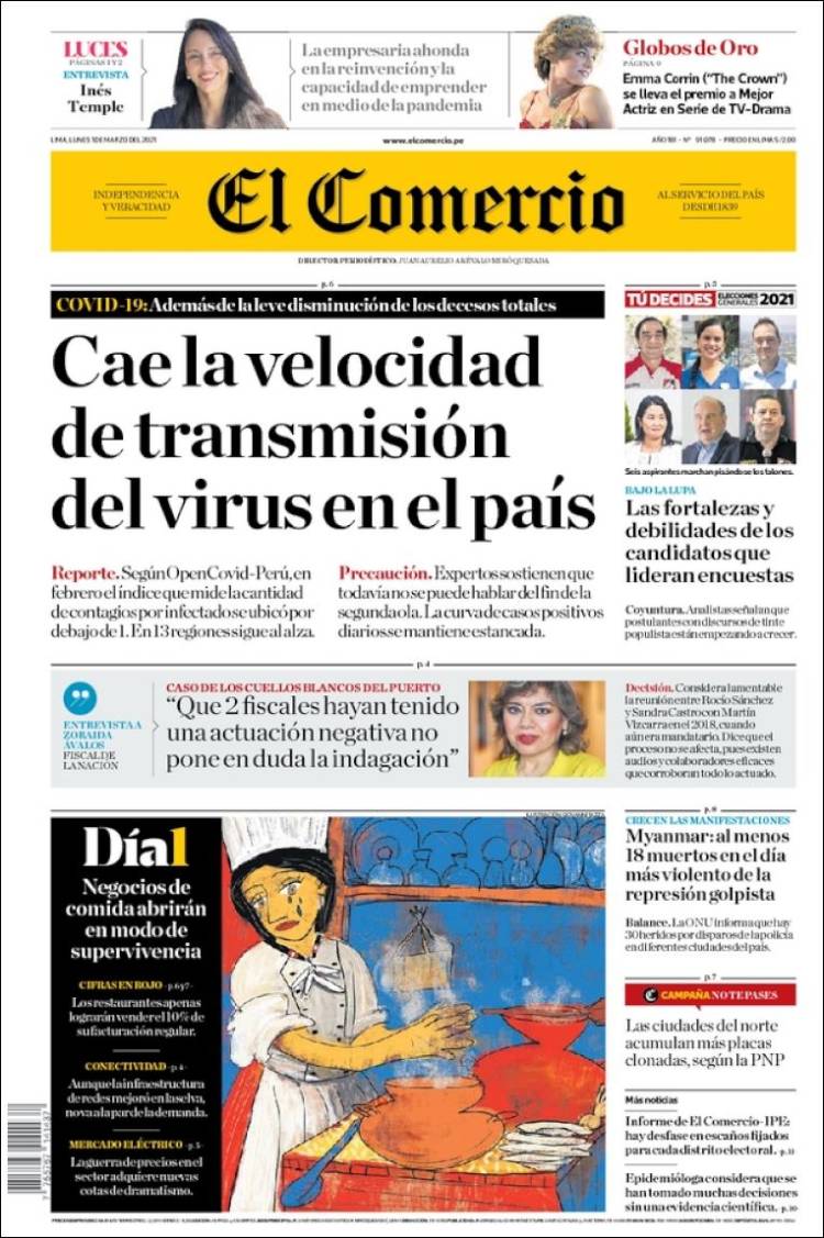 Portada de El Comercio (Perú)