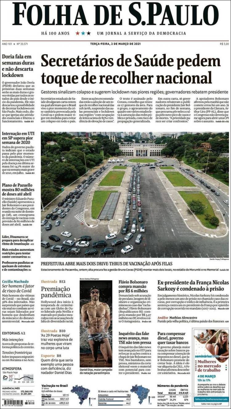 Periódico Folha De São Paulo Brasil Periódicos De Brasil Toda La Prensa De Hoy 6006