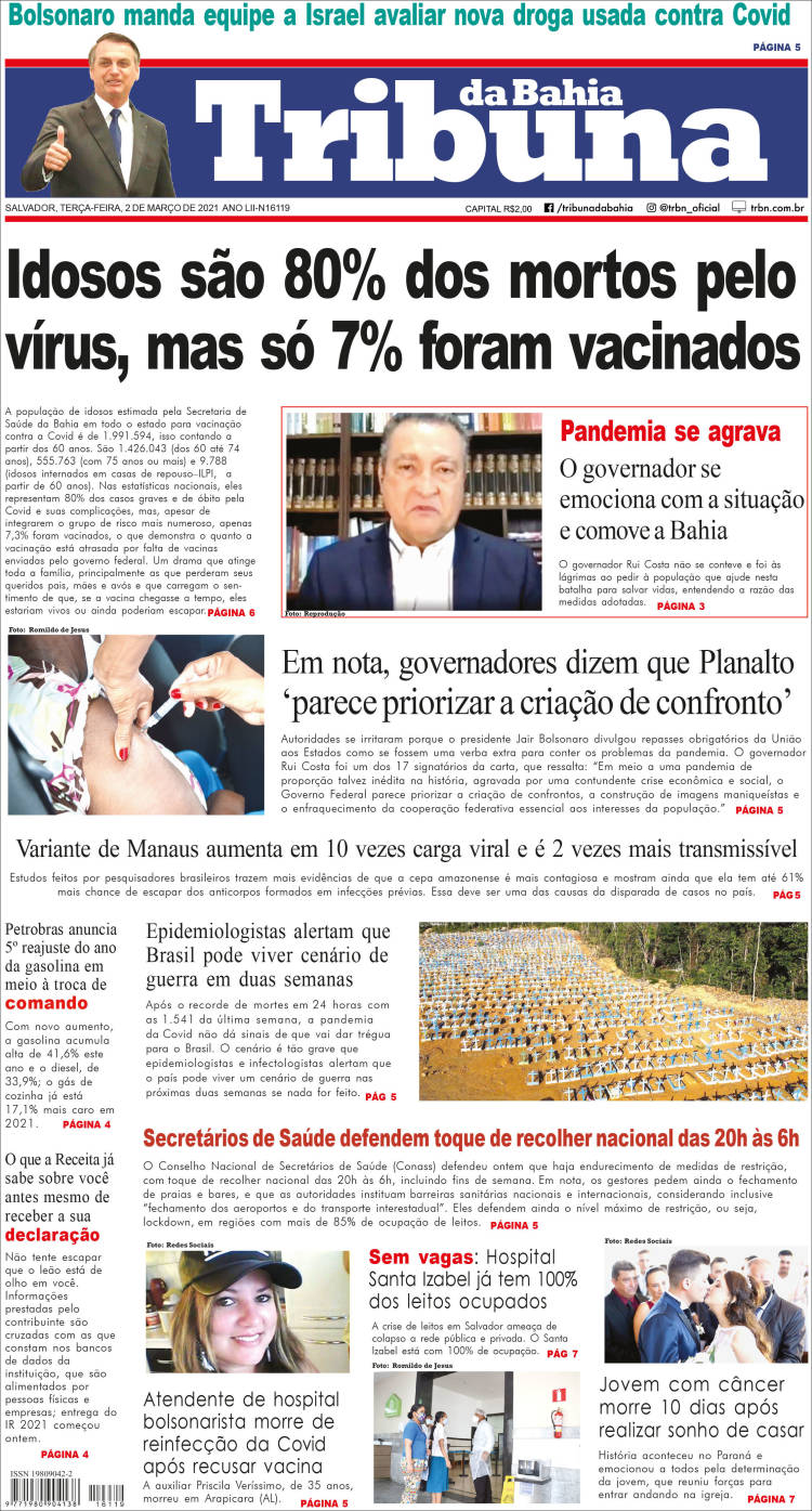Portada de Tribuna da Bahia (Brasil)