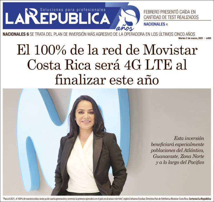 Portada de La República (Costa Rica)