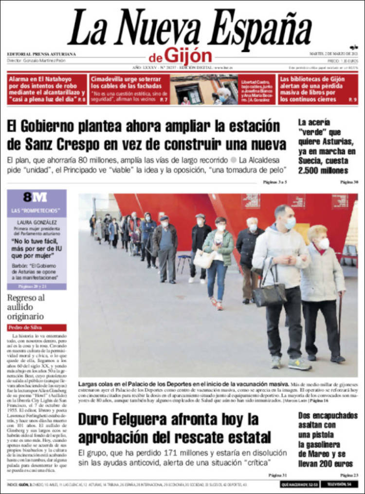 Portada de La Nueva España - Gijón (Espa&ntilde;a)