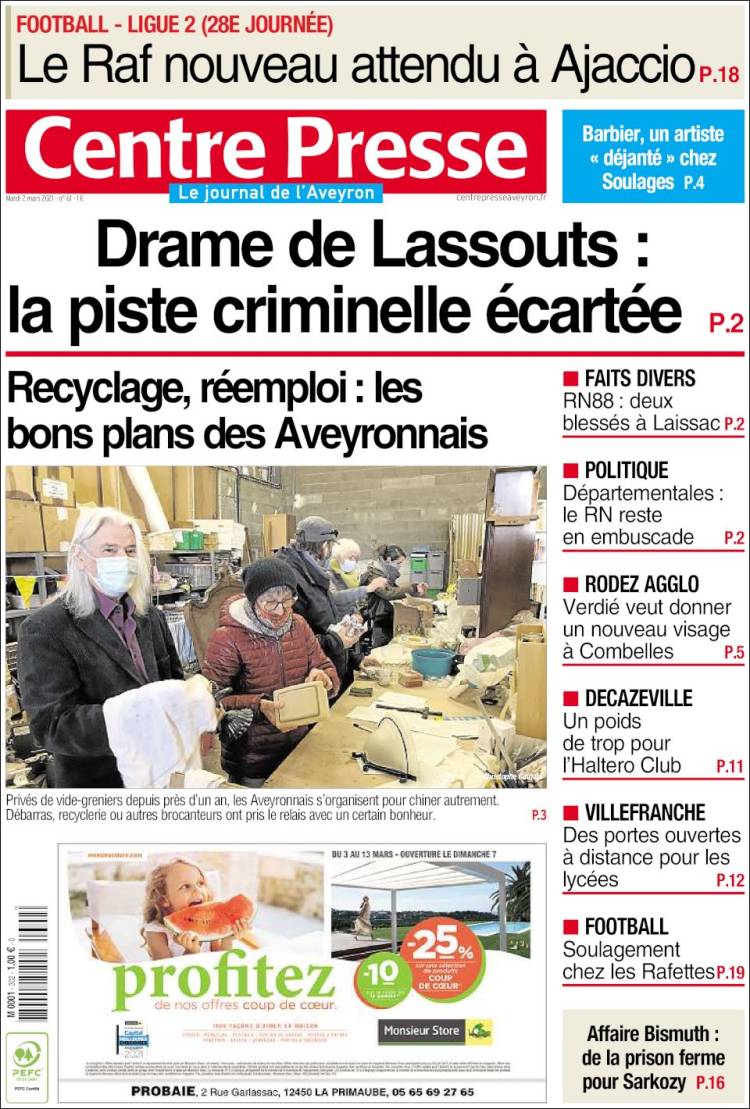 Portada de Centre Presse (Francia)