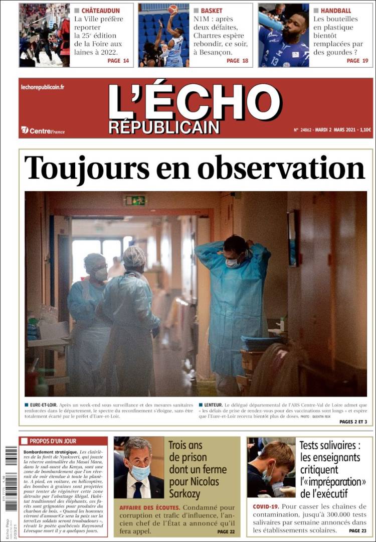Portada de L'Echo Républicain (Francia)