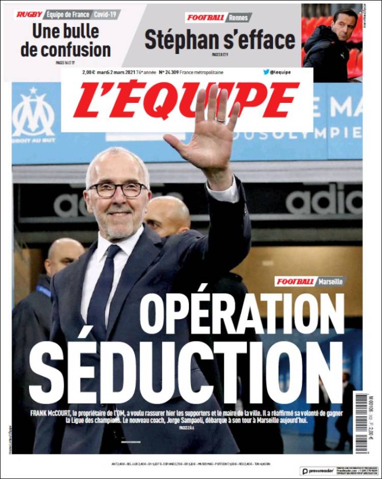 Portada de L'Equipe (Francia)