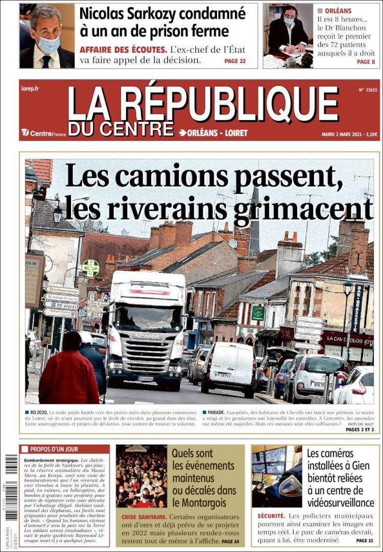 Portada de La République du Centre (Francia)