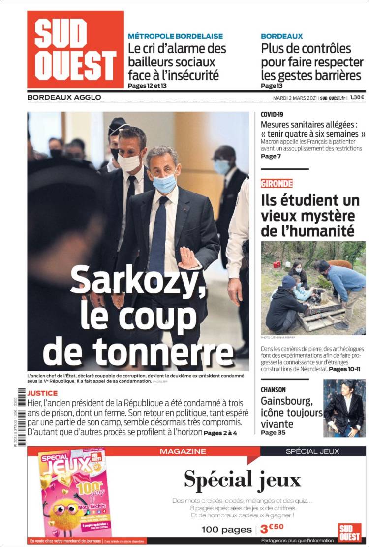 Portada de Sud Ouest (Francia)