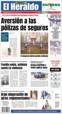 Portada de El Heraldo de Aguascalientes (México)