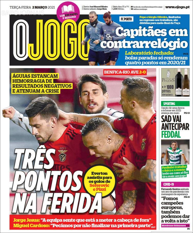 Portada de O Jogo (Portugal)