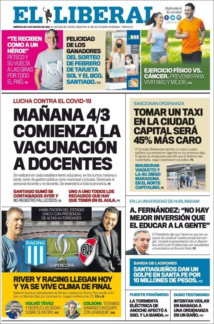 Portada de Diario El Liberal (Argentina)